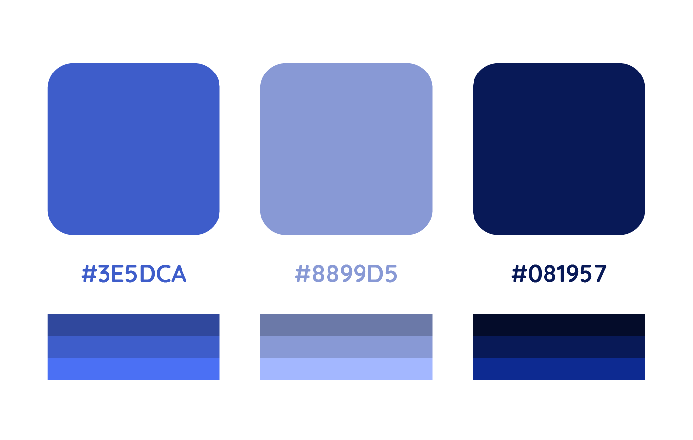 color pallete of 3 different blues