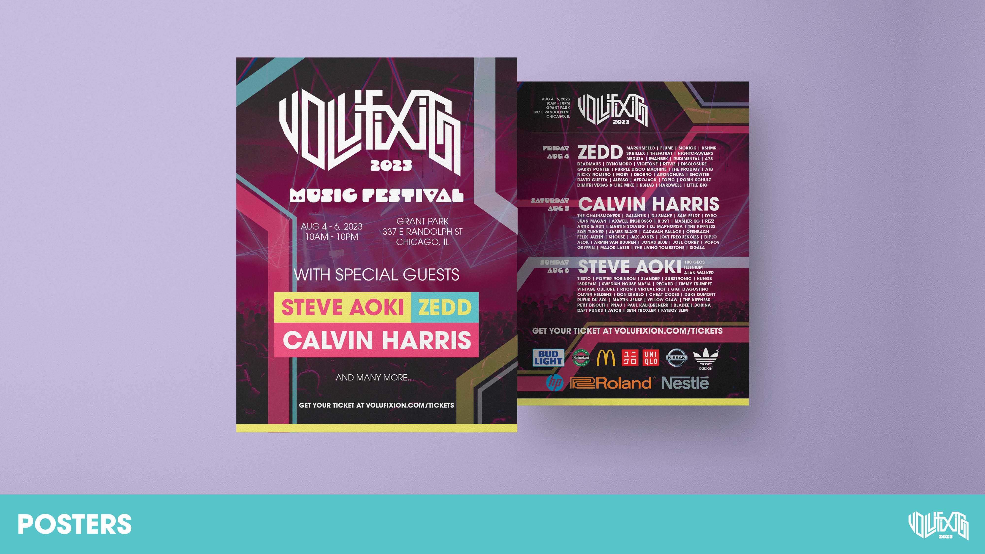 Volufixion posters and its line ups of music artists